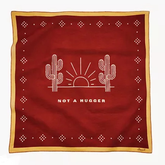 Fossil Not a Hugger Burgundy & Yellow Cactus Bandana - Picture 1 of 5